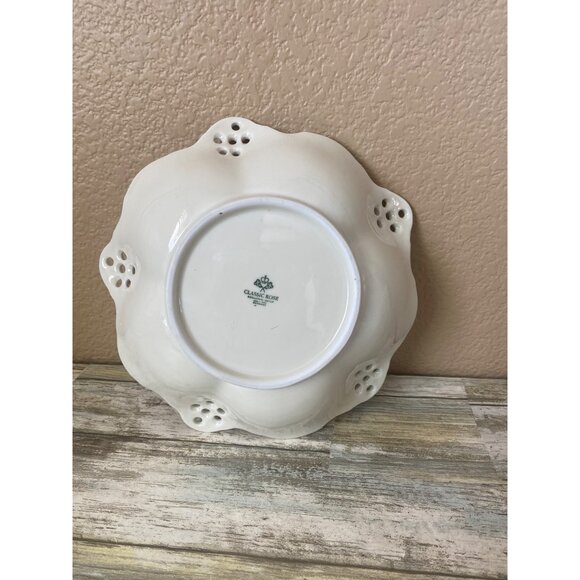 Classic Rose Rosenthal Germany Reticulated Bowl Pink Roses Gold Trim 7.5" - Picture 7 of 9